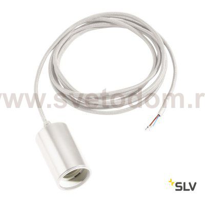 SLV 132651 FITU E27 Pendelleuchte, rund, weiss, E27, max. 60W, 2.5m Kabel mit offenem Kabele.