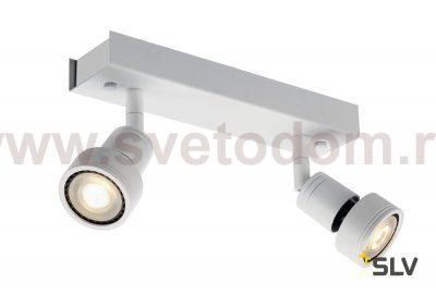 SLV 147371 PURI 2 Deckenleuchte, matt- weiss, 2xGU10, max. 2x50W, mit Decoring