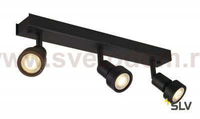 SLV 147380 PURI 3 Deckenleuchte, matt- schwarz, 3xGU10, max. 3x50W, mit Decoring