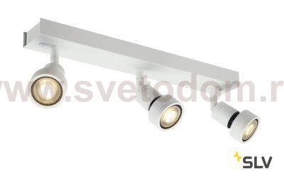 SLV 147381 PURI 3 Deckenleuchte, matt- weiss, 3xGU10, max. 3x50W, mit Decoring