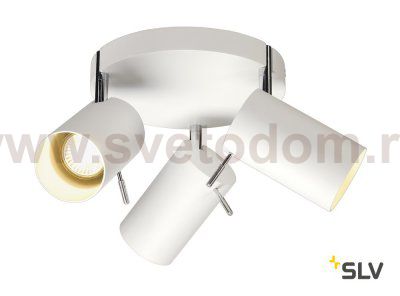 SLV 147414 ASTO TUBE 3 ROUND, Wand- und Deckenleuchte, runde Rosette, weiss, 3xGU10, max. 75W