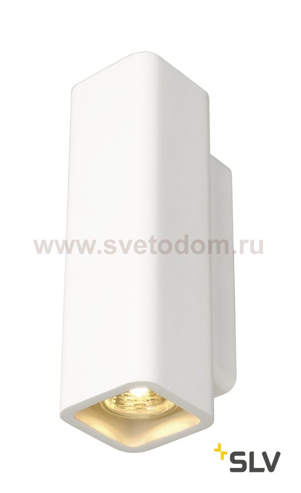 SLV 148015 PLASTRA Wandleuchte, WL-1, eckig, weisser Gips, 2xGU10, max.35W
