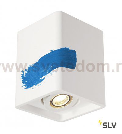 SLV 148051 PLASTRA BOX 1 Deckenleuchte, eckig, weisser Gips, 1xGU10, max. 35W