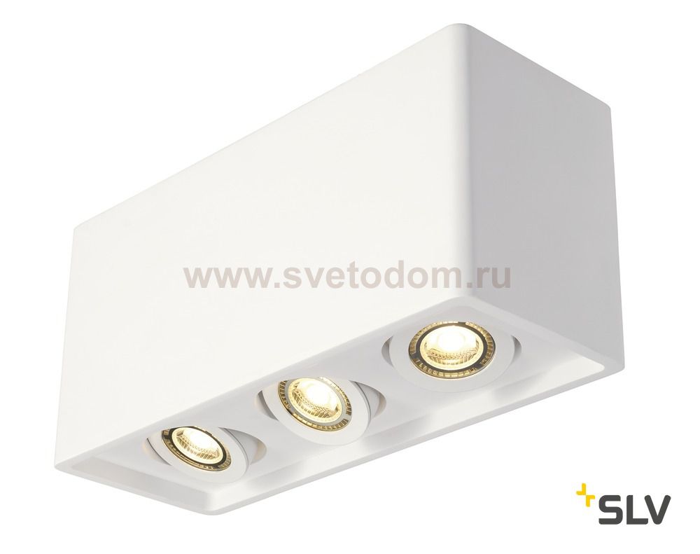 SLV 148053 PLASTRA BOX 3 Deckenleuchte, eckig, weisser Gips, 3xGU10, max. 35W