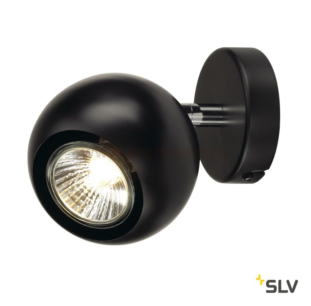 SLV 149060 LIGHT EYE 1 GU10 Wand- und Deckenleuchte, schwarz/ chrom, GU10, max. 50W