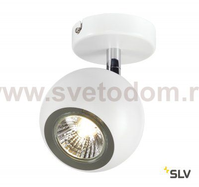 SLV 149061 LIGHT EYE 1 GU10 Wand- und Deckenleuchte, weiss/ chrom, GU10, max. 50W