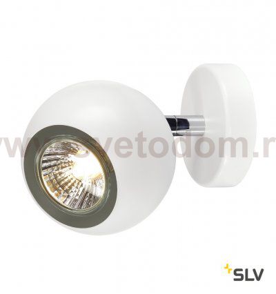 SLV 149061 LIGHT EYE 1 GU10 Wand- und Deckenleuchte, weiss/ chrom, GU10, max. 50W
