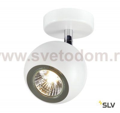 SLV 149061 LIGHT EYE 1 GU10 Wand- und Deckenleuchte, weiss/ chrom, GU10, max. 50W