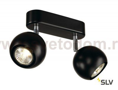 SLV 149070 LIGHT EYE 2 GU10 Wand- und Deckenleuchte, schwarz/ chrom, GU10, max. 2x50W