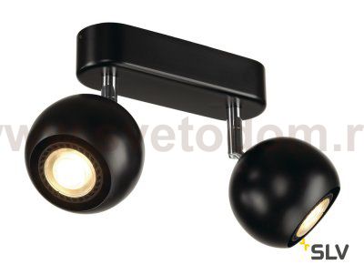 SLV 149070 LIGHT EYE 2 GU10 Wand- und Deckenleuchte, schwarz/ chrom, GU10, max. 2x50W