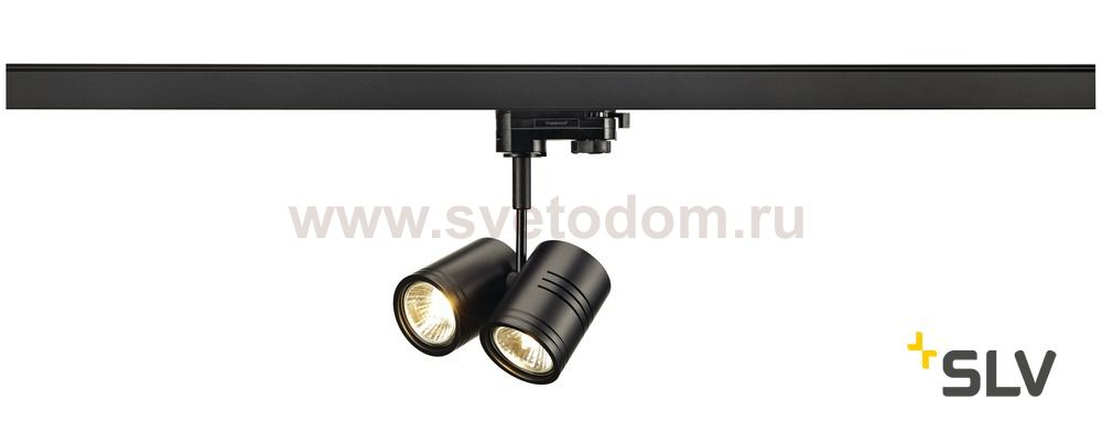SLV 152230 BIMA II Leuchtenkopf, schwarz, 2xGU10, max. 50W, inkl. 3P.-Adapter