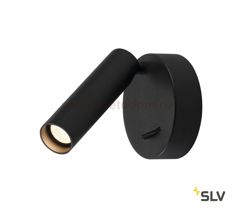 SLV 152340 MILAN Single Spot, Wand- und Deckenleuchte, rund, schwarz, 7,5W LED, 3000K, mit Schalter