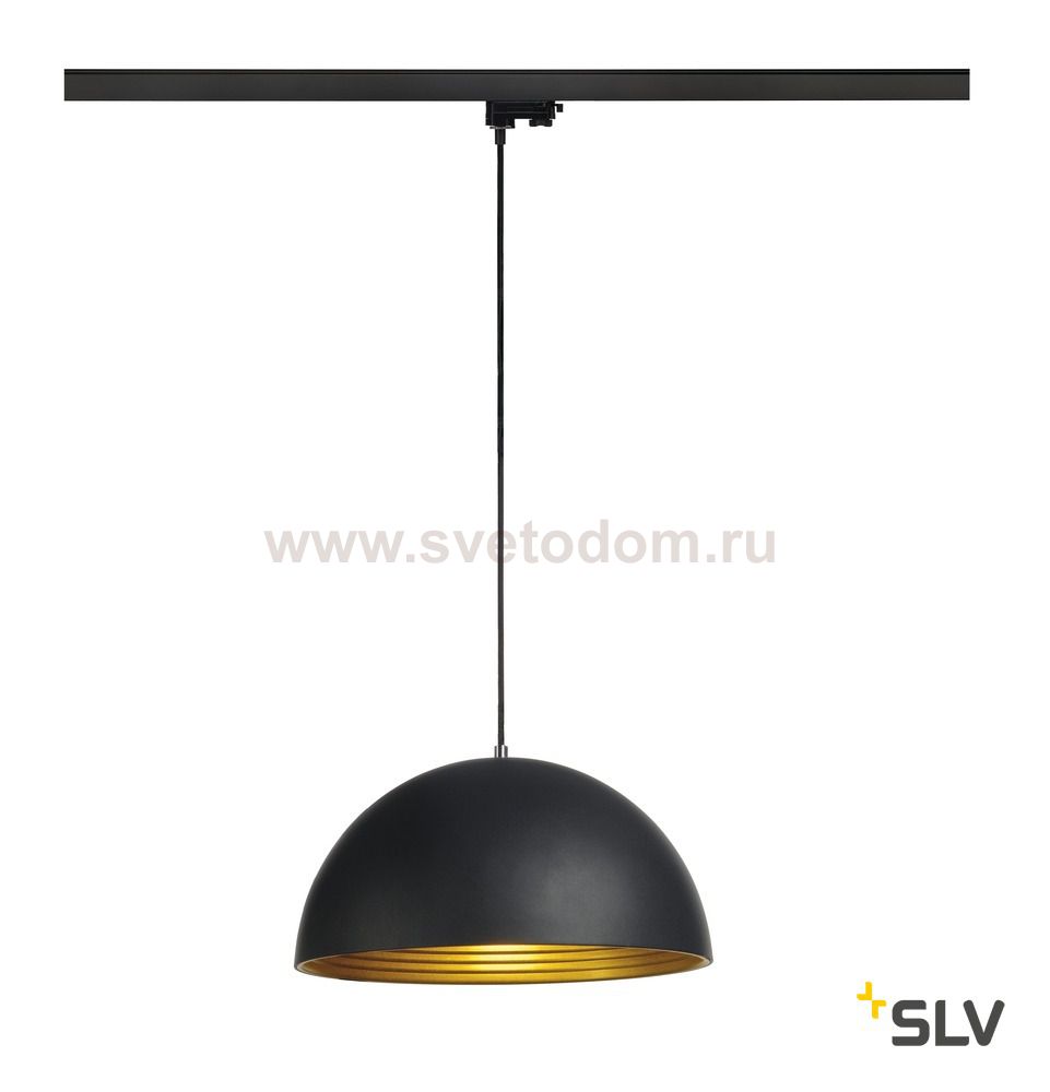 SLV 153130 FORCHINI M Pendelleuchte, 40cm rund, schwarz/gold, E27, inkl. schwarzem 3P.-Adapter, Metall