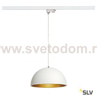 SLV 153131 FORCHINI M Pendelleuchte, 40cm rund, weiss/gold, E27, inkl. weissem 3P.-Adapter, Metall