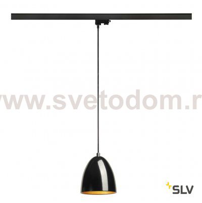 SLV 153140 PARA CONE 14 Pendelleuchte, rund, schwarz/gold, GU10, inkl. schwarzem 3P.-Adapter