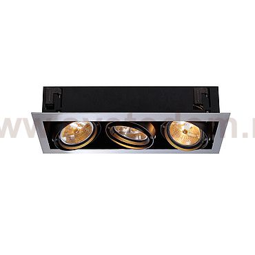SLV 154652 AIXLIGHT FLAT TRIPLE QRB111 Deckeneinbauleuchte, chrom / mattschwarz, max. 3x50W