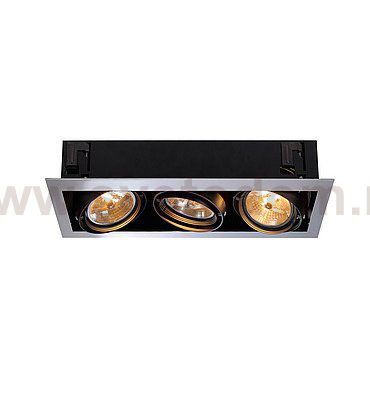 SLV 154652 AIXLIGHT FLAT TRIPLE QRB111 Deckeneinbauleuchte, chrom / mattschwarz, max. 3x50W