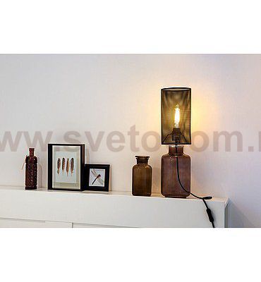 155808 SLV FENDA, светильник настольный для лампы E27 40Вт макс., цилиндр, без абажура, стекло дымчатое