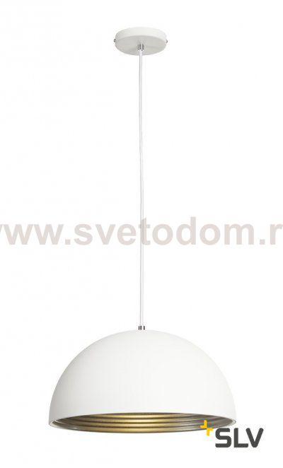 SLV 155901 FORCHINI M Pendelleuchte, PD-2, 40cm, rund, weiss/ silber, E27, max. 40W