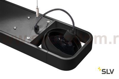 SLV 159140 AIXLIGHT R2 OFFICE LED LONG, Pendelleuchte, schwarz, LED + 2xES111, max. 75W, 153cm