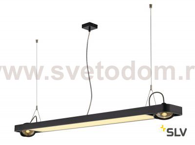 SLV 159140 AIXLIGHT R2 OFFICE LED LONG, Pendelleuchte, schwarz, LED + 2xES111, max. 75W, 153cm