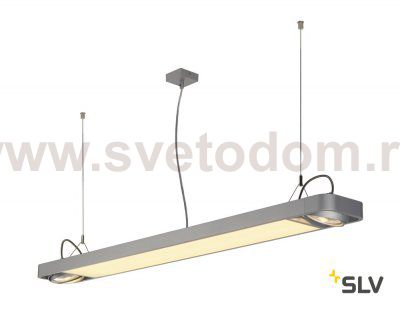 SLV 159144 AIXLIGHT R2 OFFICE LED LONG, Pendelleuchte, silbergrau, LED + 2xES111, max. 75W, 153cm