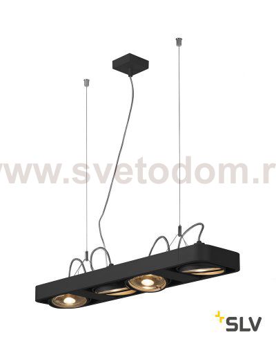 SLV 159220 AIXLIGHT R2 LONG LED, Pendel- leuchte, ES111, max. 4x50W, 4xGU10, halbrund, schwarz