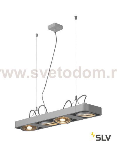SLV 159224 AIXLIGHT R2 LONG LED, Pendel- leuchte, ES111, max. 4x50W, 4xG53, halbrund, silbergrau