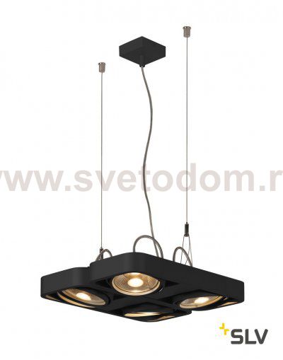 SLV 159230 AIXLIGHT R2 SQUARE LED, Pendelleuchte, QRB111, 4x50W, 4xG53, halbrund, schwarz