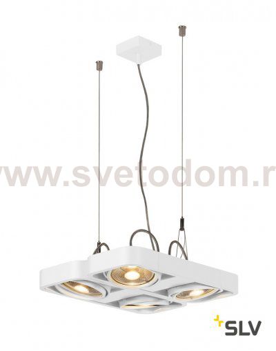 SLV 159231 AIXLIGHT R2 SQUARE LED, Pendelleuchte, QRB111, 4x50W, 4xG53, halbrund, weiss