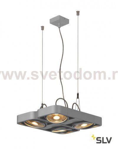 SLV 159234 AIXLIGHT R2 SQUARE LED, Pendelleuchte, QRB111, 4x50W, 4xG53, halbrund, silbergrau