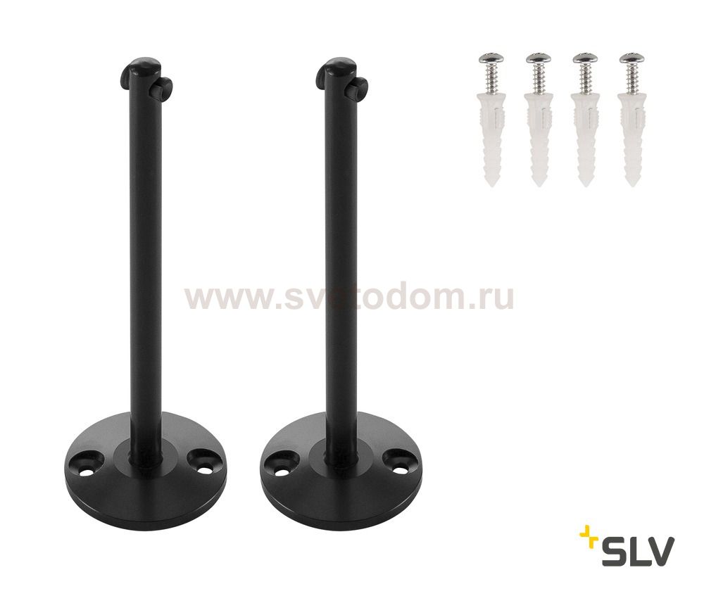 186340 SLV TENSEO, стойка опорная 16см для тросика, 2 шт., черный