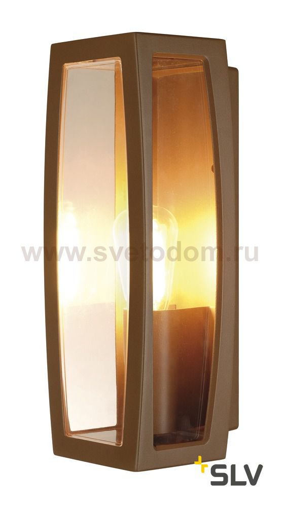 SLV 230657 MERIDIAN BOX Aussenleuchte, rostfarben, E27, max. 25W, klarer Kunststoff