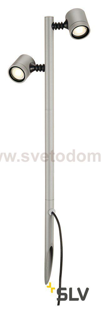 SLV 233184 NEW MYRA 2 Leuchtenk?pfe, silbergrau, GU10, max. 2x4W, IP44