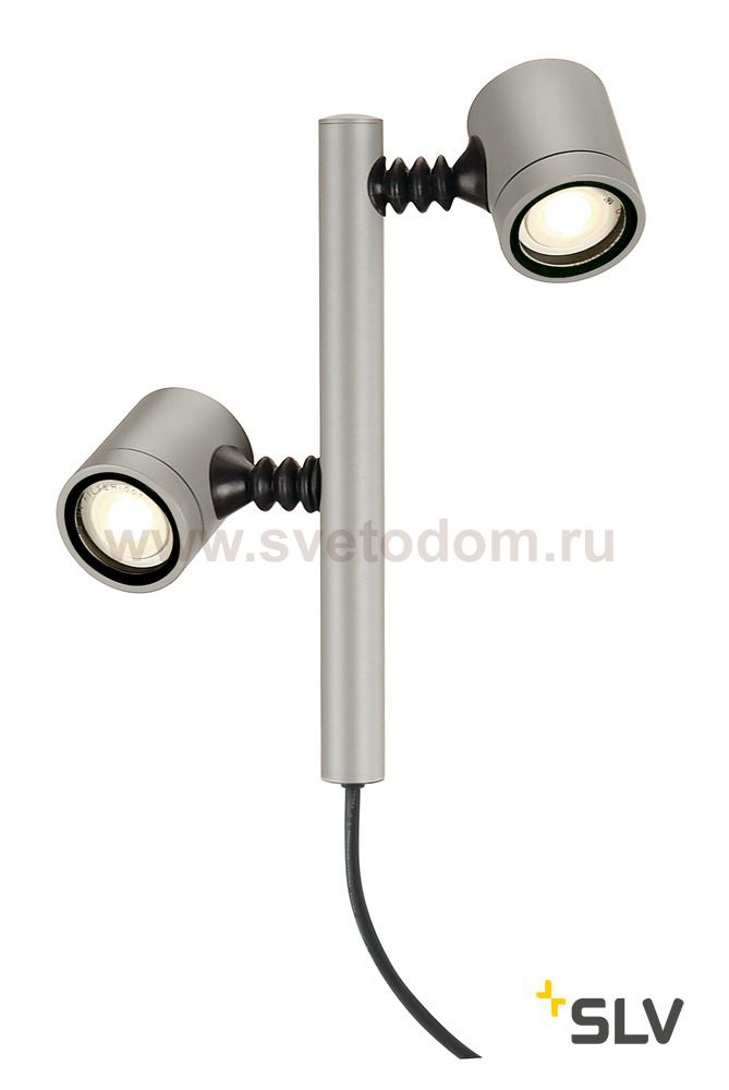 SLV 233184 NEW MYRA 2 Leuchtenk?pfe, silbergrau, GU10, max. 2x4W, IP44