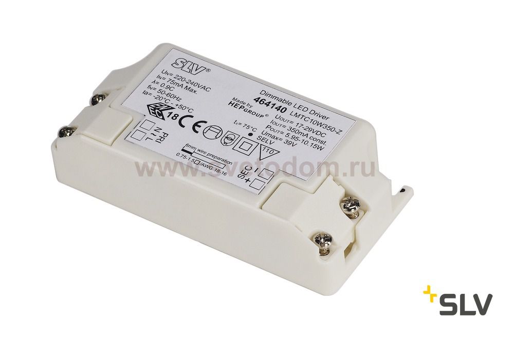 SLV 464140 LED-Treiber, 10W, 350mA, inkl. Zugentlastung, dimmbar
