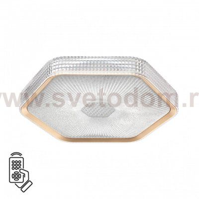 7746/48L PIKO LED SN Светильник металл/пластик/прозрачный/золотистый LED 48Вт 3000-4000-6000K 425х385 IP20 пульт ДУ SPARKS