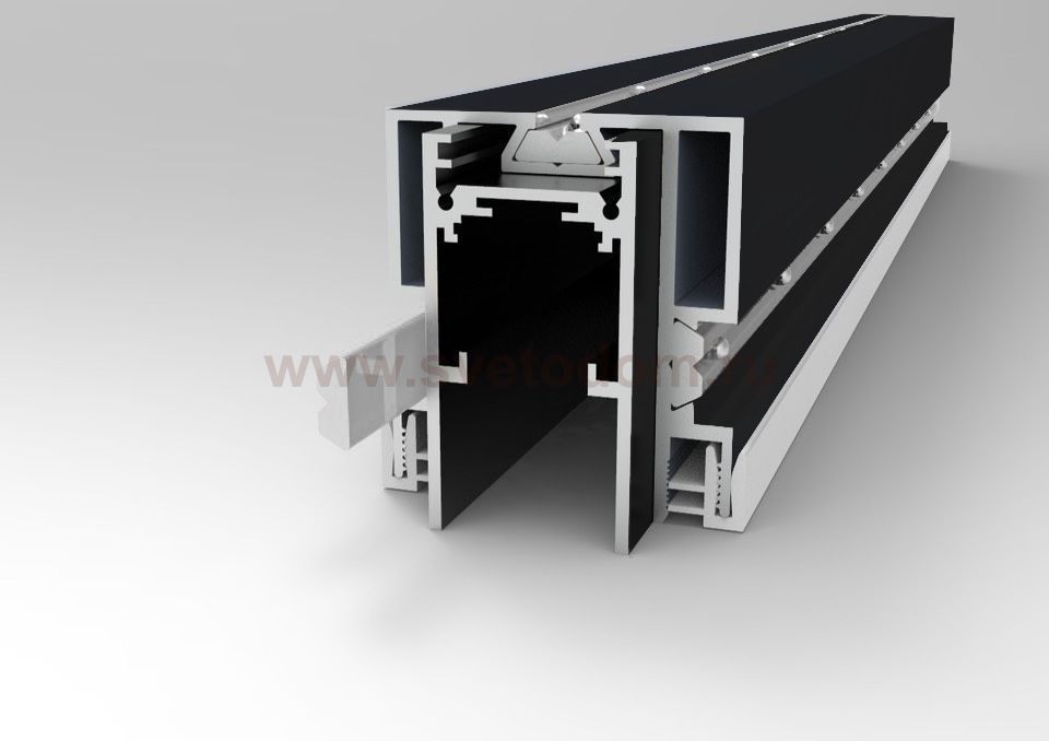 ST003.429.02 Профиль для SKYLINE 48 с демпф. системой в натяжной потолок (ПВХ+ТКАНЬ) ST-Luce Черный SKYLINE 48