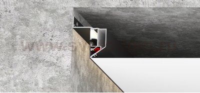 ST038.529.01.1 Парящий профиль под натяжной ПВХ потолок ST-Luce Белый Длина 2 000мм Светодиодные ленты