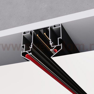 ST046.419.02 Шинопровод 220 под натяжной потолок  ST-Luce Черный Длина 1000мм (Заглушки 2+2 в ком) SKYLINE 220