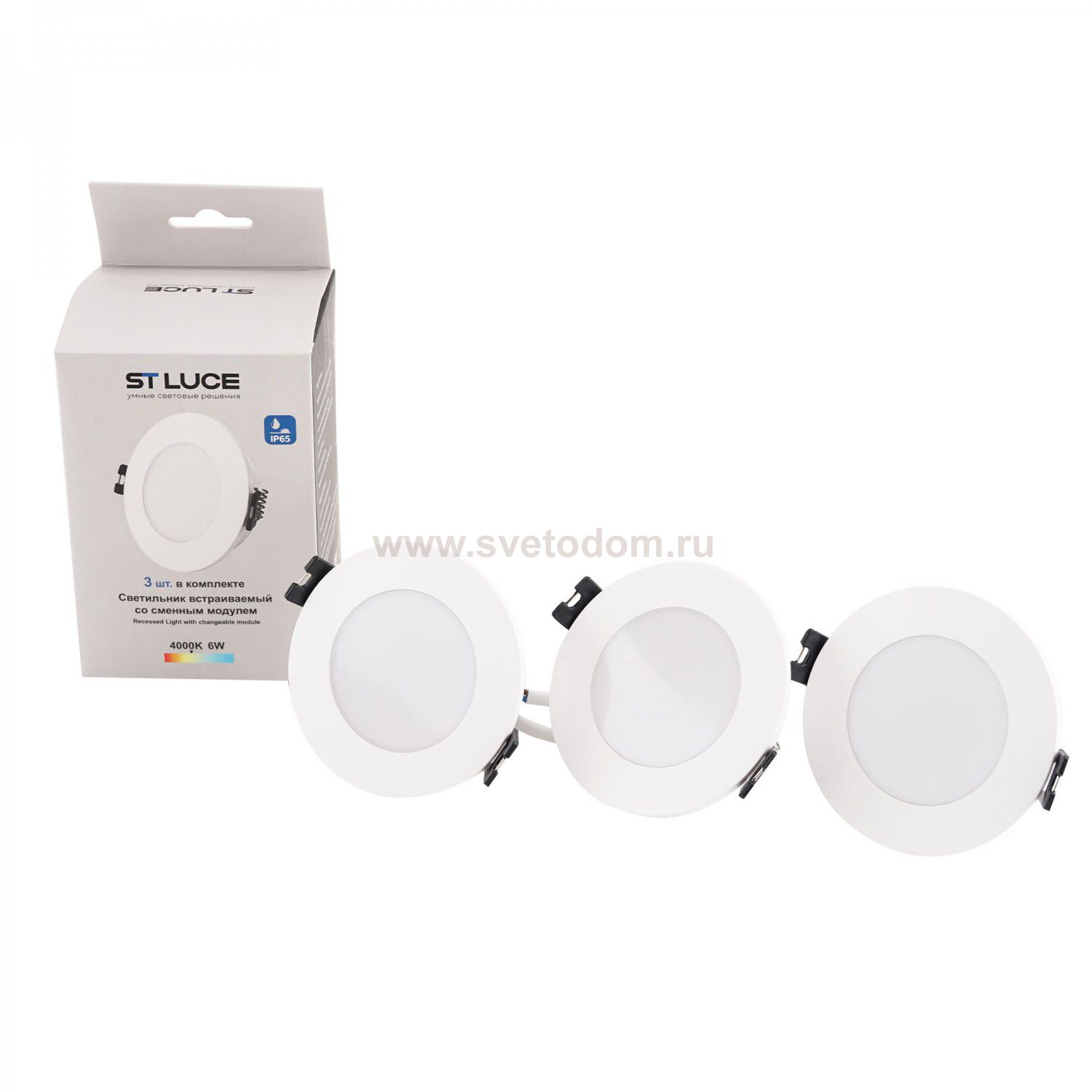 ST907.508.01_3 Светильник встраиваемый со сменным модулем ST-Luce белый/прозрачный LED 1*5W 4000K Встраиваемые светильники