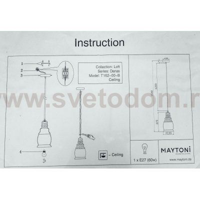 Подвесной светильник Maytoni T162-00-B Danas