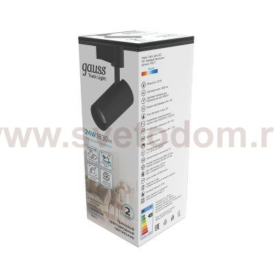 Светильник трековый Gauss цилиндр 24W 1830lm 4000K 180-240V IP20 65*210мм черный угол 24? LED (TR071)