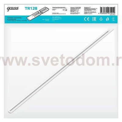 Шинопровод Gauss встраиваемый 2м белый (с адаптером питания и заглушкой) (TR128)