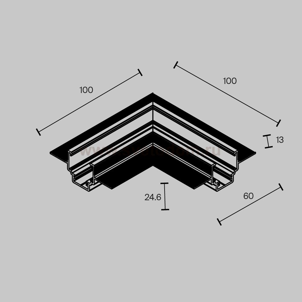 Коннектор угловой Exility для встраиваемого низкопрофильного шинопровода Maytoni TRAM034CL-42B