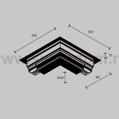 Коннектор угловой Exility для встраиваемого низкопрофильного шинопровода Maytoni TRAM034CL-42B