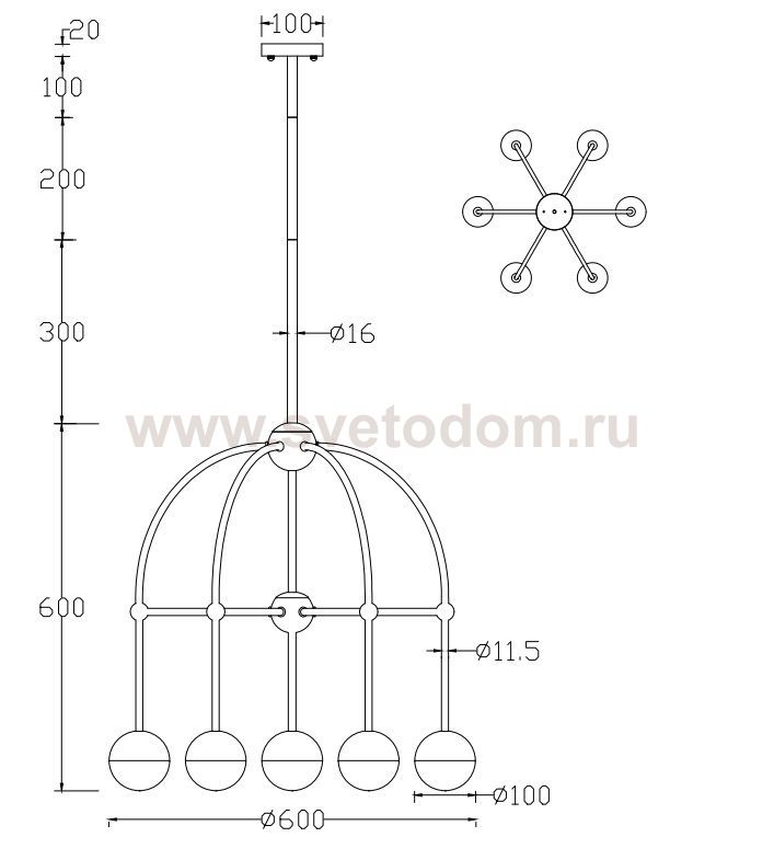 Люстра Crystal Lux TRUENA SP-PL6+1 BRONZE (3240/307)