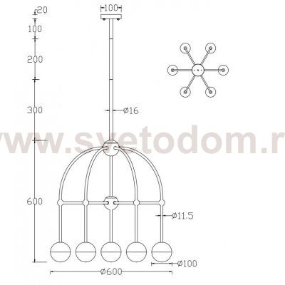 Люстра Crystal Lux TRUENA SP-PL6+1 BRONZE (3240/307)