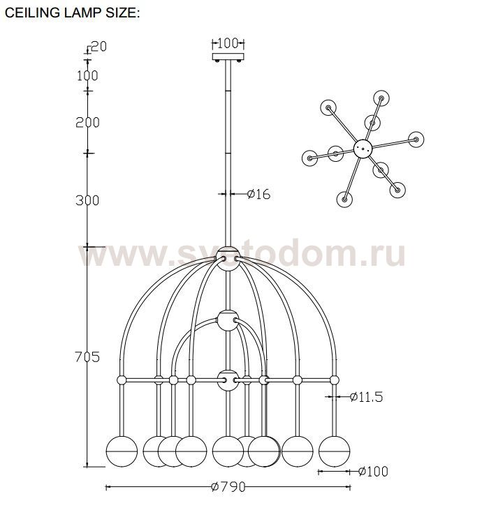 Люстра Crystal Lux TRUENA SP-PL6+3+1 BRONZE (3240/310)