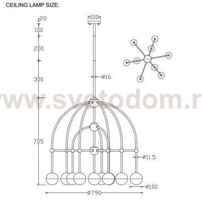 Люстра Crystal Lux TRUENA SP-PL6+3+1 BRONZE (3240/310)